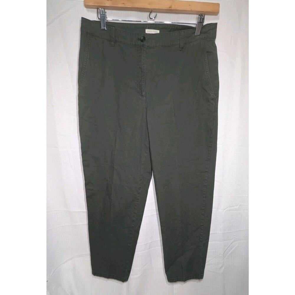 Eileen Fisher Women's Hemp Stretch Green Tapered Pants 14 Utility Organic Cotton